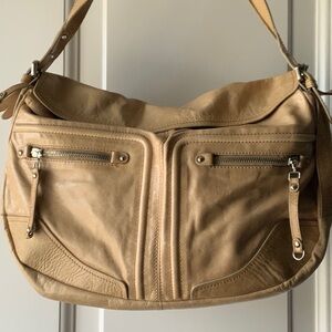 Nuovedive Large Tan Beige Leather Handbag Made In Italy
